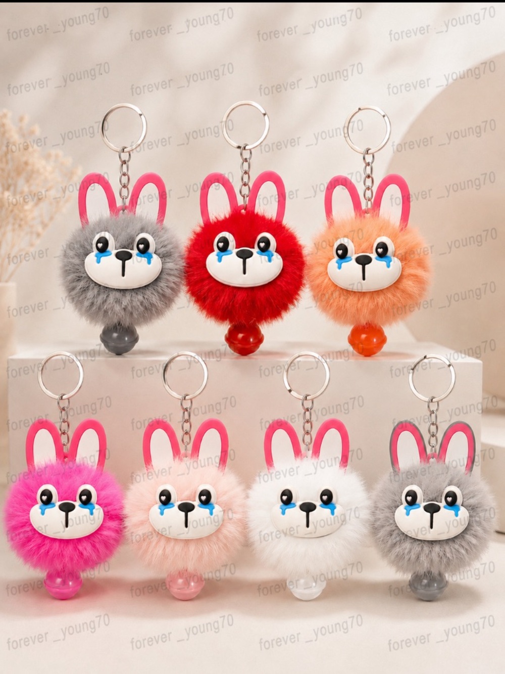 Fluffy Bunny Pom-Pom Keychain/Bag Charm